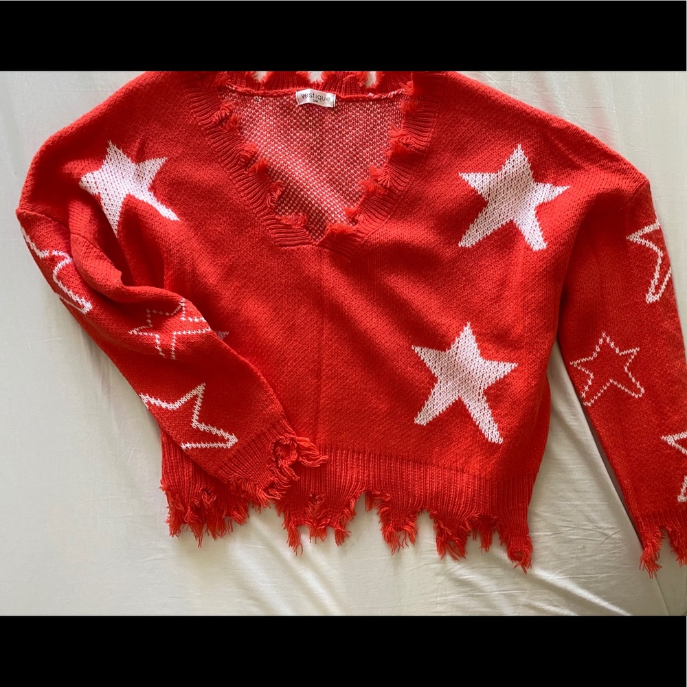 Red with white stars sweater